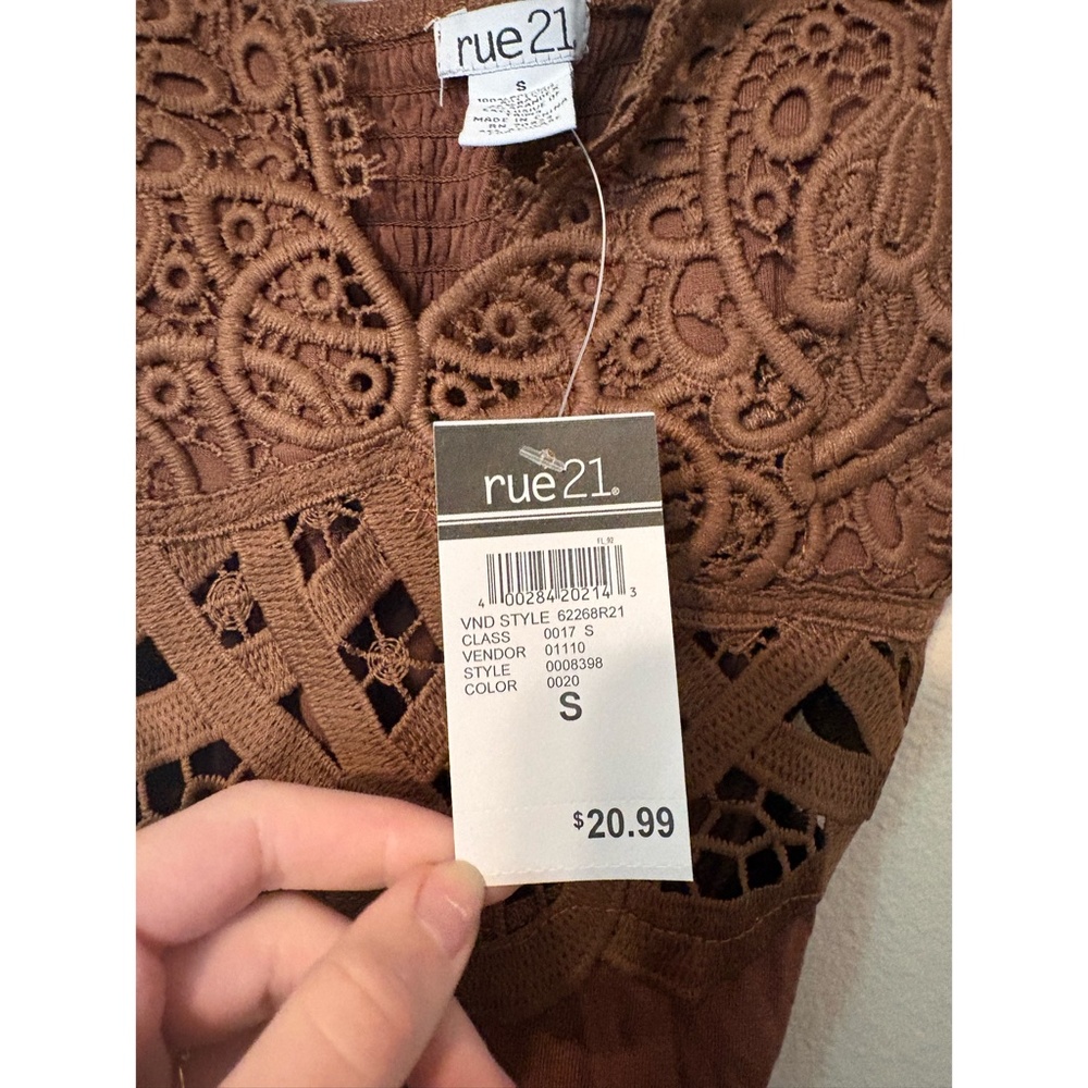 Rue 21 | Brown/Burnt Sienna Fully Lined Lace Applique Bodysuit - Picture 5 of 9